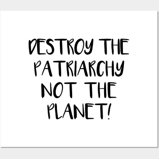 DESTROY THE PATRIARCHY NOT THE PLANET feminist text slogan Posters and Art